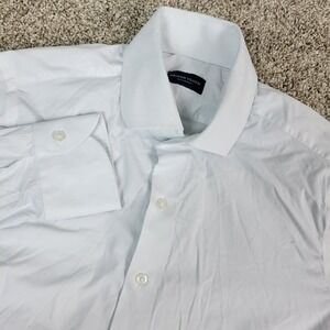 Proper Cloth Mens Large Solid White Performance Stretch Button Up Long Sleeve
